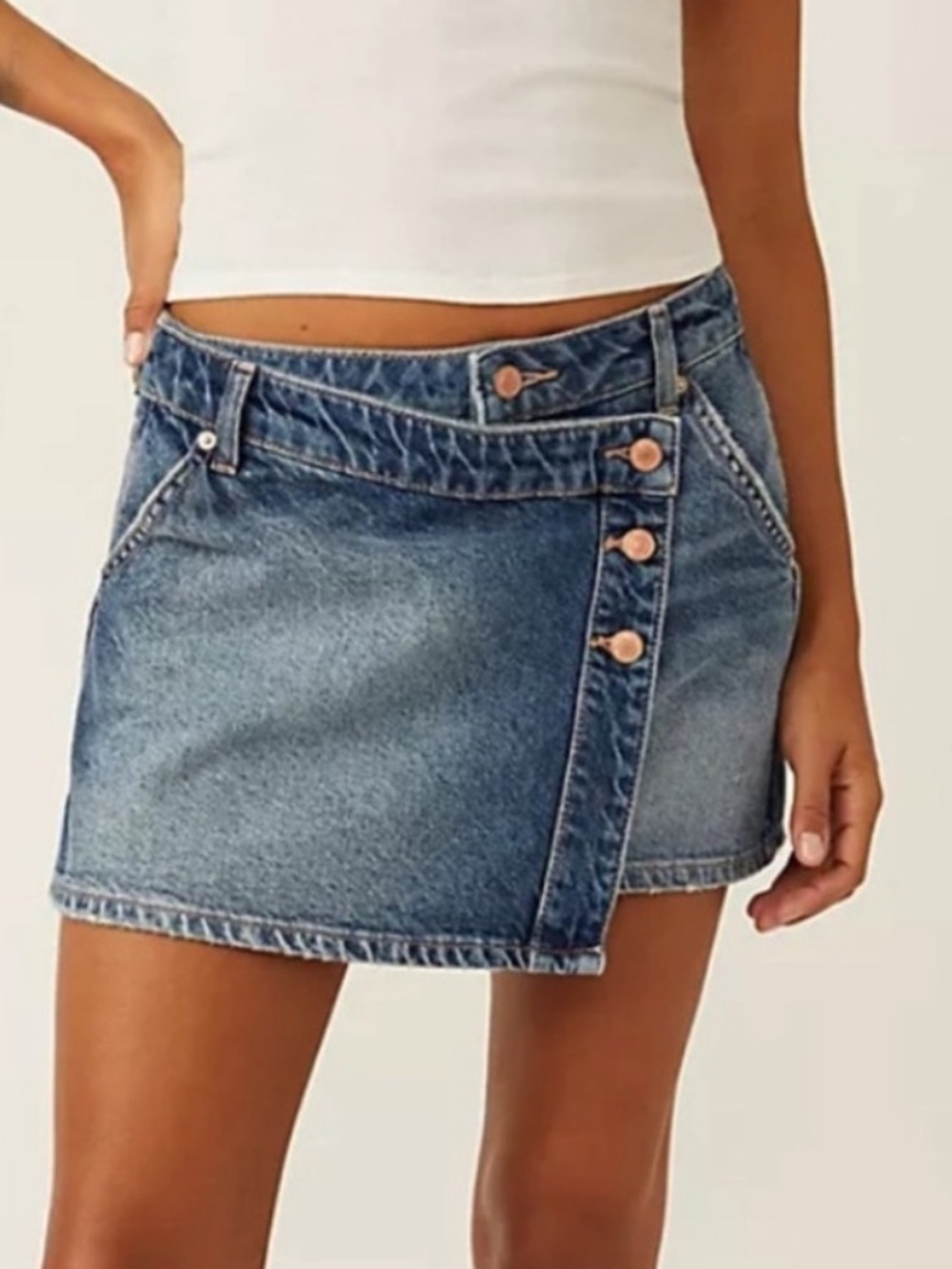 Free People Wynne Mini Jean Skirt